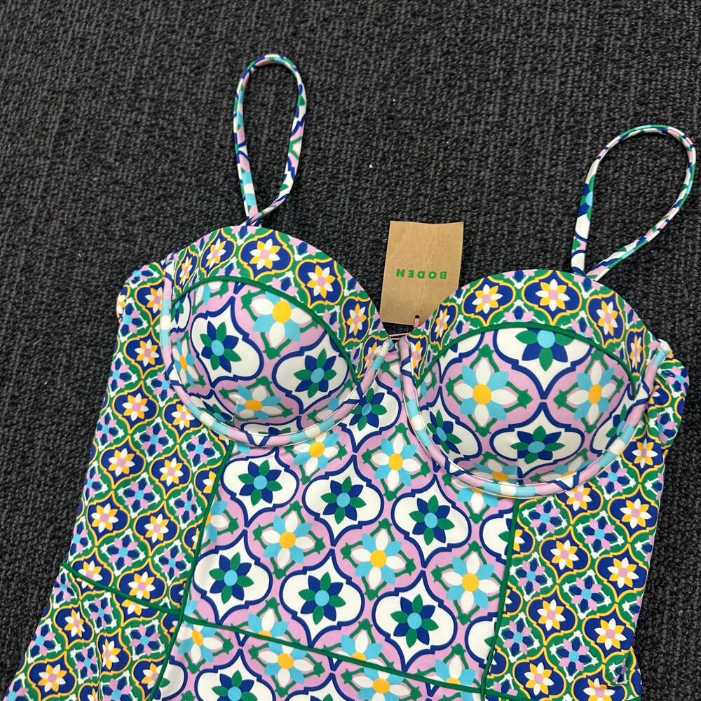 Boden Multi Rhodes Floweret Tile Swimsuit One Piece Cup Sized US 36B NWT - Picture 4 of 8